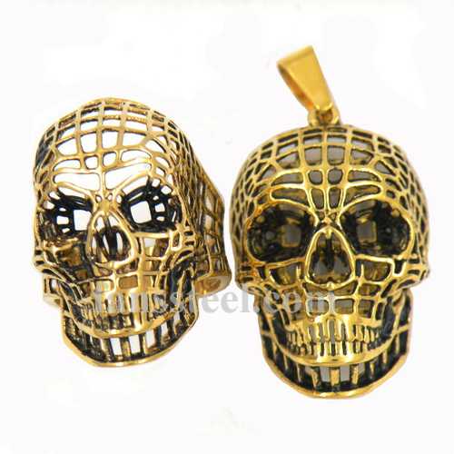 FST00W14 hollow net grid skull Ring Pendant sets - Click Image to Close